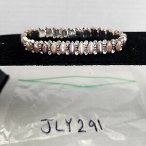 PINK / SILVER COLORED STRETCHY BRACELET